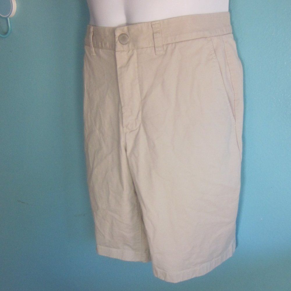Bonobos Mens Size 31 Off White Khaki Summer Chino Cotton Shorts 9" Inseam Zip Up